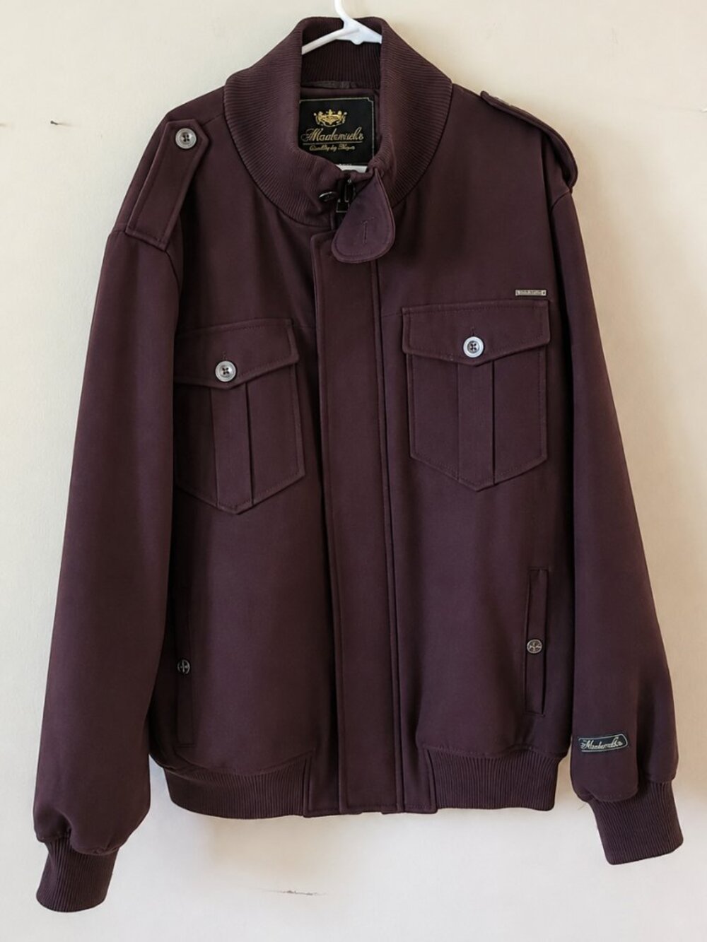 Akademiks Men's Brown Casual Ribbed Military Bomber Utility Jacket SZ XXL